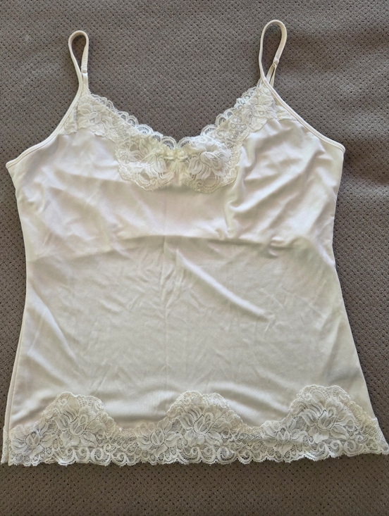 The Limited Tops - Vintage The Limited Women's large Lace Trim Babydoll Cami Stretch Ivory/off whit